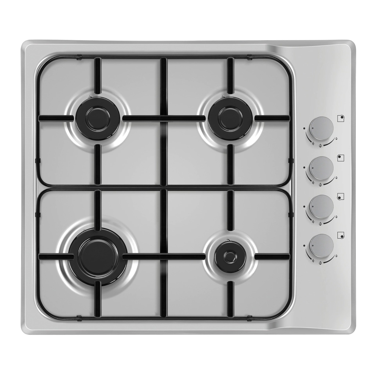 Plita incorporabila inox, Gaz gpl sau natural, aprindere electrica, 4 arzatoare, 60x50 cm