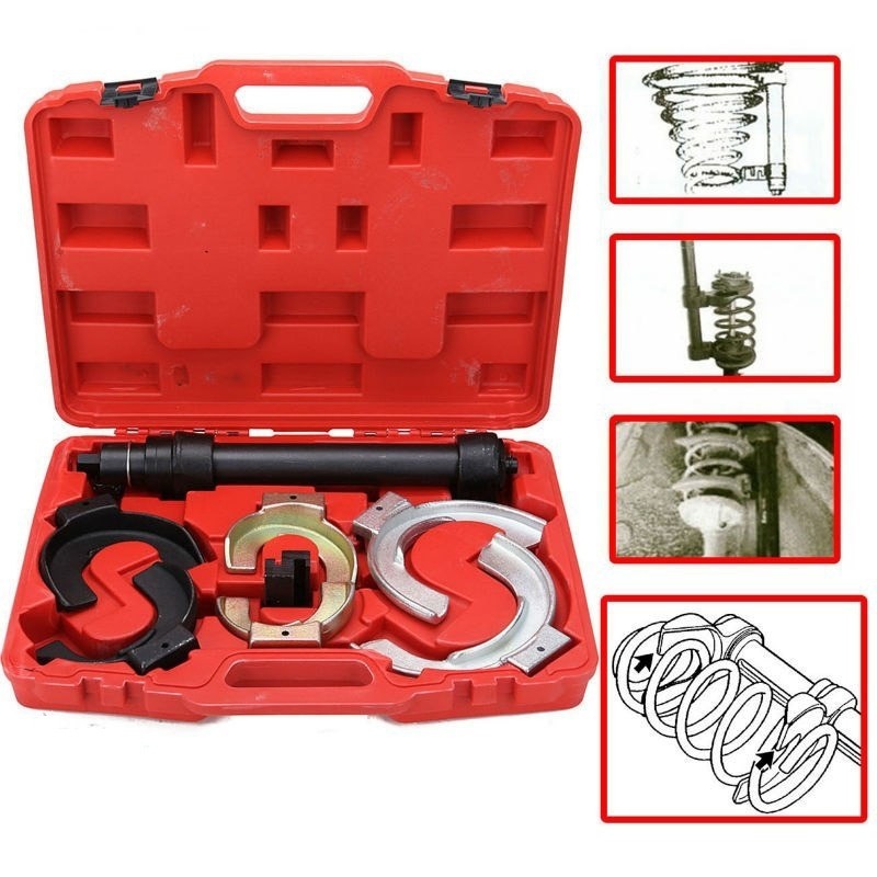 Trusa comprimare arcuri suspensie cu 3 seturi de gheare si presa cu actionare pneumatica sau manuala