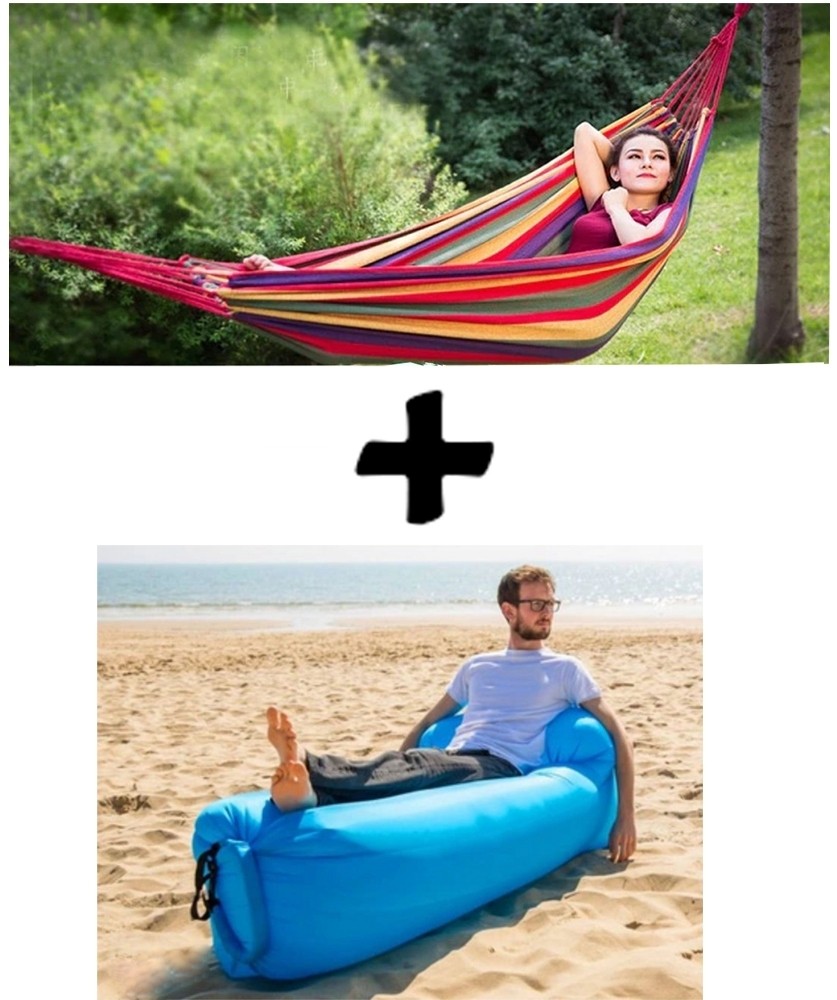 Oferta speciala hamac portabil cu husa de transport + sezlong Lazy Bed pentru piscina sau gradina