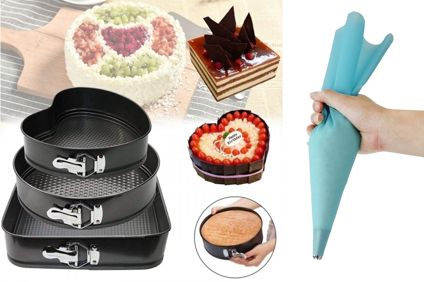 Oferta Set 3 forme pentru torturi si prajituri, pos din silicon CADOU