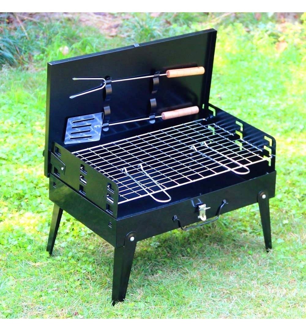 Gratar portabil, pliabil, tip Diplomat, Accesorii gratar incluse