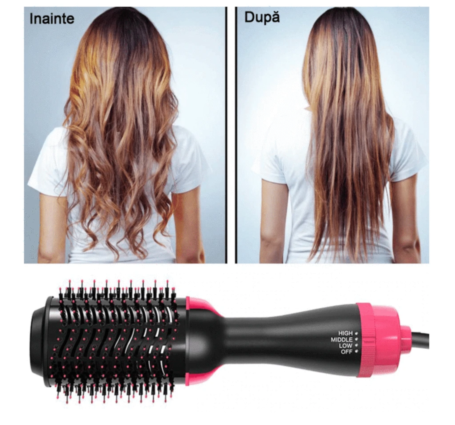 Perie electrica cu aer cald, pentru uscare si volum