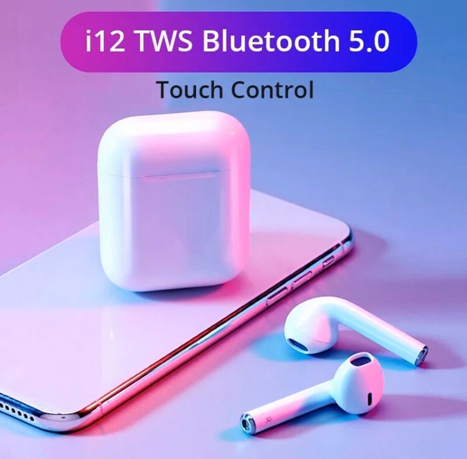 Casti Bluetooth Wireless , i 12TWS, Control Tactil, 3D Sound