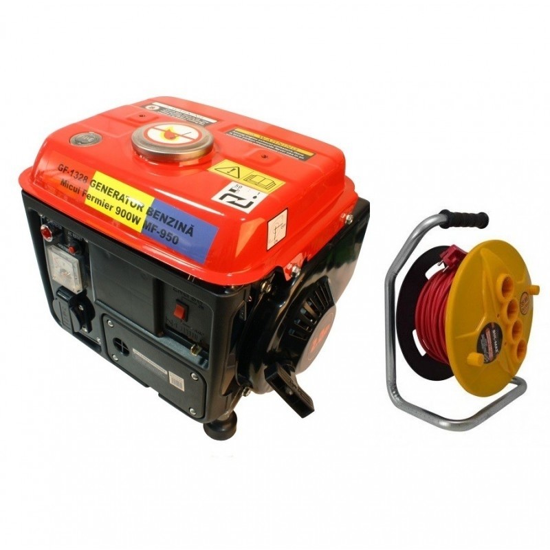 Pachet Generator Electric pe benzina 800W + Prelungitor 35m 3x1.5 BullMax
