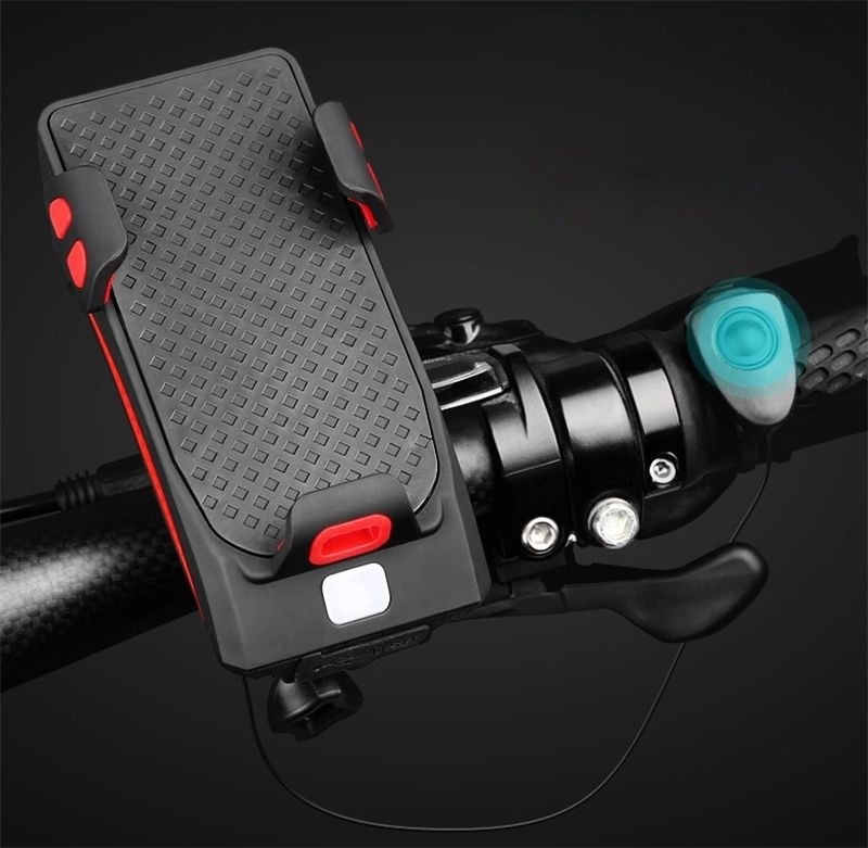 Far bicicleta, cu lanterna, alarma, suport telefon si power bank