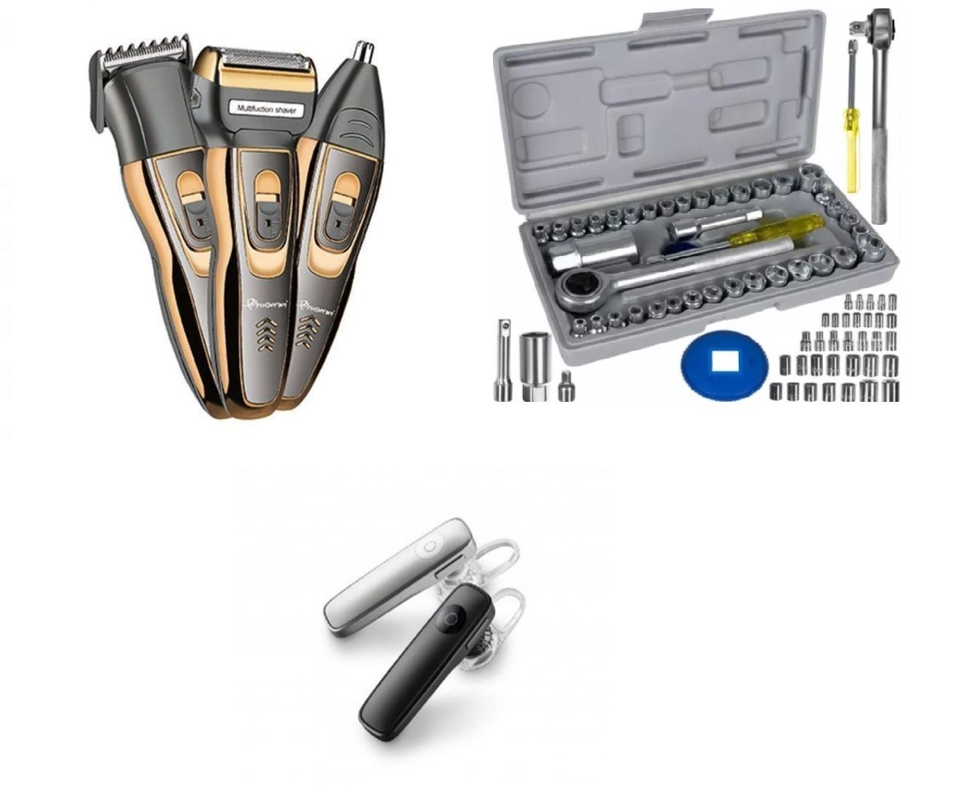 Pachet Promo : Aparat tuns 3 in 1 , Trusa 40 piese si Casca bluetooth