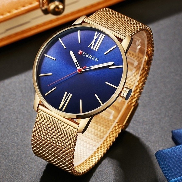 Ceas de mana barbatesc Gold elegant, curea metalica