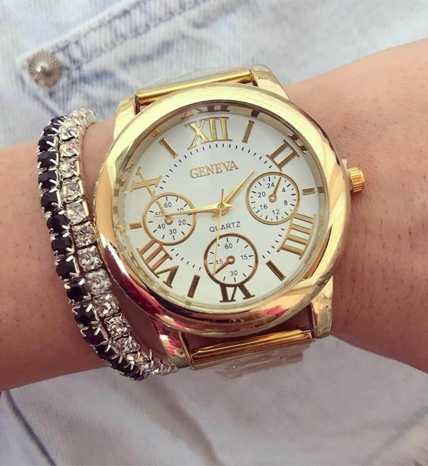 Ceas dama Roman Christal Gold metalic