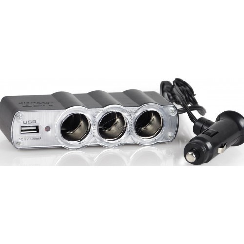 Bricheta auto priza tripla cu USB