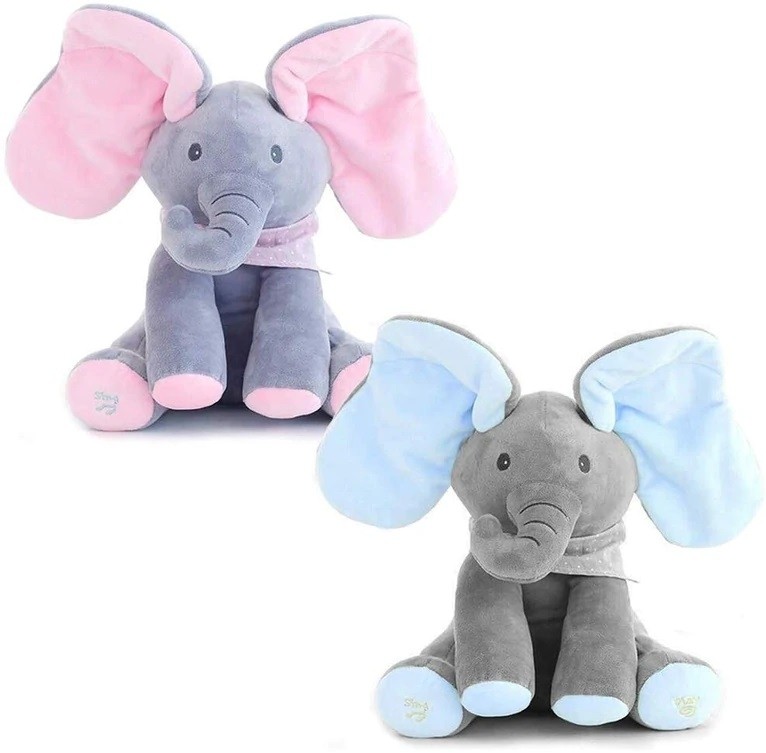 Elefant interactiv din plus, Vorbeste, canta si flutura urechile Peek a Boo