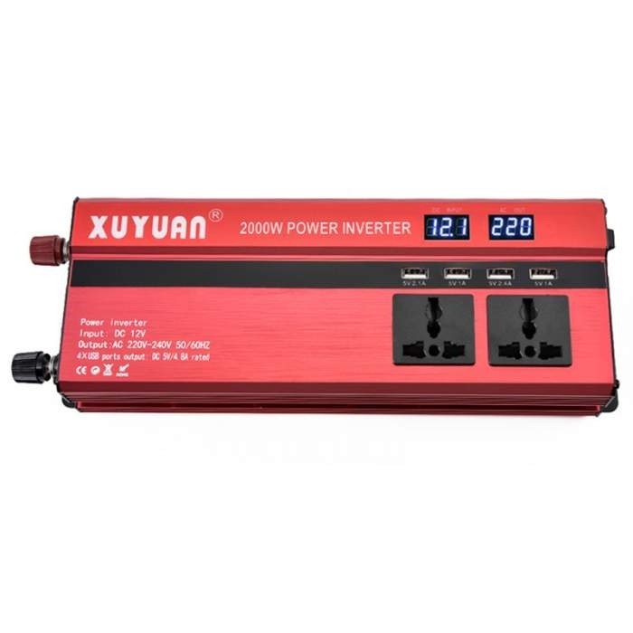 Invertor Auto 12 v, 1200 W, Display Dublu, 4 Porturi USB, 3 iesiri AC