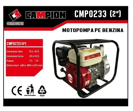 MOTOPOMPA PE BENZINA 2 TOLI 7.5CP