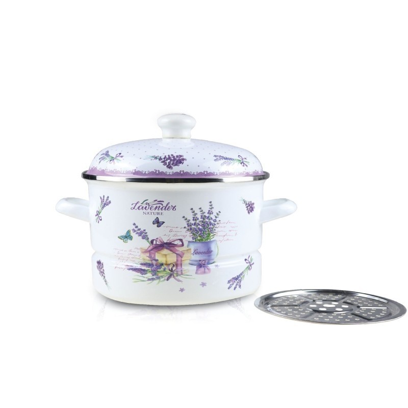 Oala emailata cu capac si sita, 24 cm, 5 l,