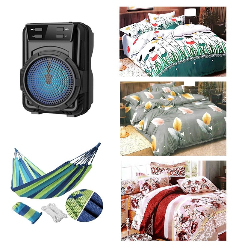 OFERTA PROMO - LICHIDARE DE STOC LENJERIE DE PAT 4 PIESE FINET 180X230, MODEL FLORAL, BOXA BLUETOOTH, HAMAC