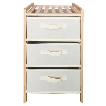 Dulap depozitare din lemn cu 3 sertare din panza pentru baie