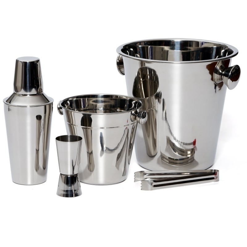 Set 5 piese frapiere si cocktail shaker din inox