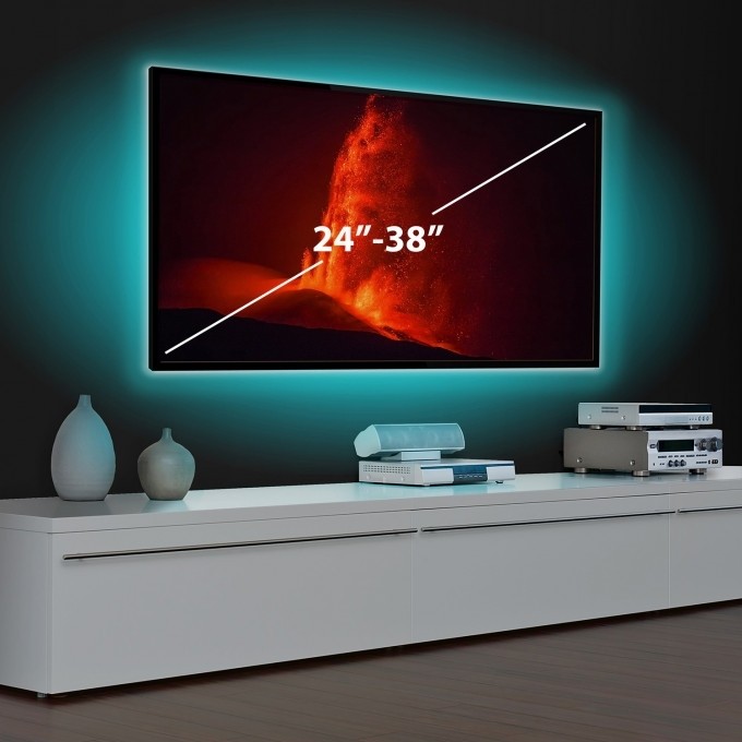 Kit banda led, pentru iluminare ambientala, fundal TV, cu telecomanda si bluetooth