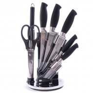 Set 8 piese cutite pentru bucatarie, maner Negru