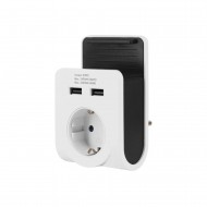 Priza de perete schuko, cu suport pentru telefon, 2 x USB