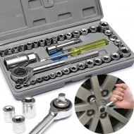 Set complet capete tubulare si cheie 40 piese