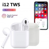 Casti Bluetooth 5.0, i12 Touch, Wireless, Control la Atingere, Compatibile Android si IOS , Conectare Multi-Point
