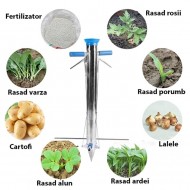 Plantator inox cu 2 manere si pedala pentru rasaduri