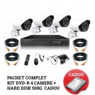Pachet complet Kit supraveghere DVR CCTV 4 camere + Hard Disk 500 G 