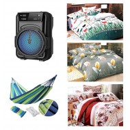 OFERTA PROMO - LICHIDARE DE STOC LENJERIE DE PAT 4 PIESE FINET 180X230, MODEL FLORAL, BOXA BLUETOOTH, HAMAC