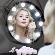 SET 10 BECURI LED PENTRU OGLINDA AUTOADEZIVE , ALIMENTARE USB, CONTROL INTENSITATE A LUMINII