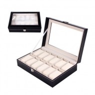 Cutie organizator depozitare 12 ceasuri piele PU