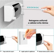 Uscator rectractabil pentru perete, tip sfoara, 4.2 metri