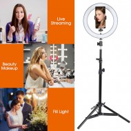 Lampa circulara cu suport selfie si trepied, pentru foto, make-up, cosmetica