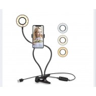 Suport flexibil pentru telefon cu 3 moduri de iluminare Ring Light
