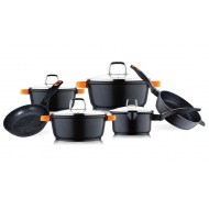 Set 10 piese pentru gatit cu invelis triplu-stratificat din granit marmorat