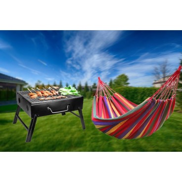 Pachet promotional Hamac + Gratar pliabil portabil