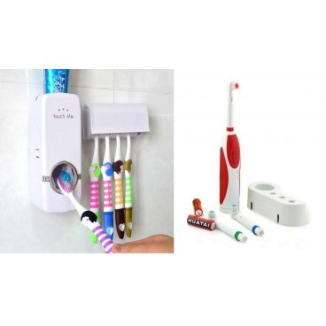 Oferta speciala! Suport pasta de dinti cu dozator si periuta de dinti