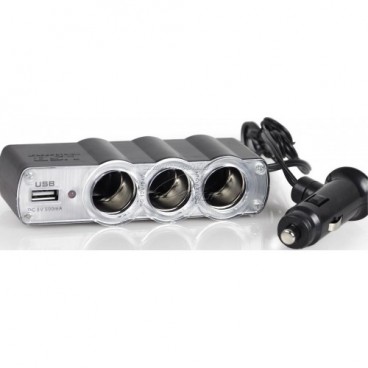 Bricheta auto priza tripla cu USB