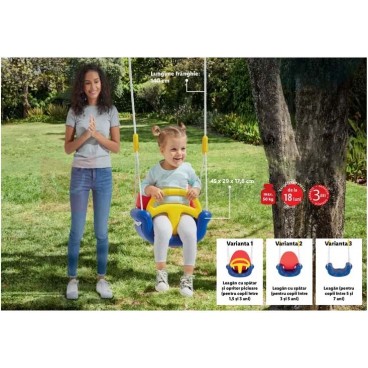 Leagan 3in1, convertibil, cu spatar si opritor picioare pentru copii varsta 1,5 - 7 ani