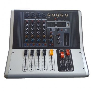 Mixer profesional cu amplificare, 4 canale, USB, 4 intrari microfon