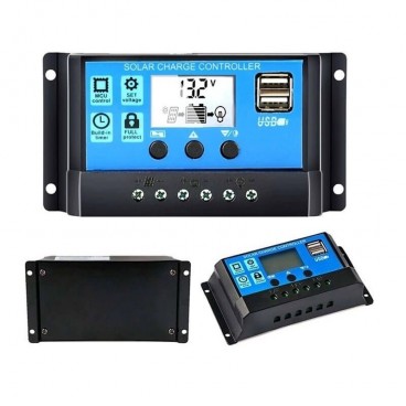 Controler regulator panou fotovoltaic, 12/24 V, cu afisaj LCD 10A