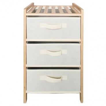 Dulap depozitare din lemn cu 3 sertare din panza pentru baie