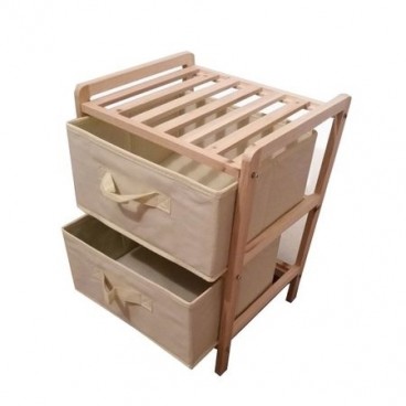 Dulap depozitare din lemn cu 2 sertare din panza pentru baie