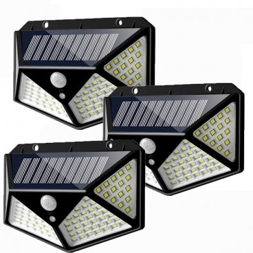 Set 3 Lampi cu panou solar, 100 LED si senzor de miscare 