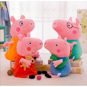 Set 4 plusuri 25 cm, Familia Peppa Pig
